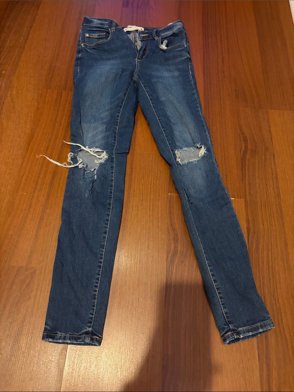 Garage Women's Distressed Skinny Jeans - Dark Blue